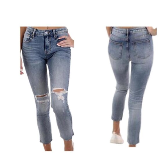 Vigoss New Distressed Straight Leg Raw Hem Cropped Jeans size 24 - Picture 1 of 11
